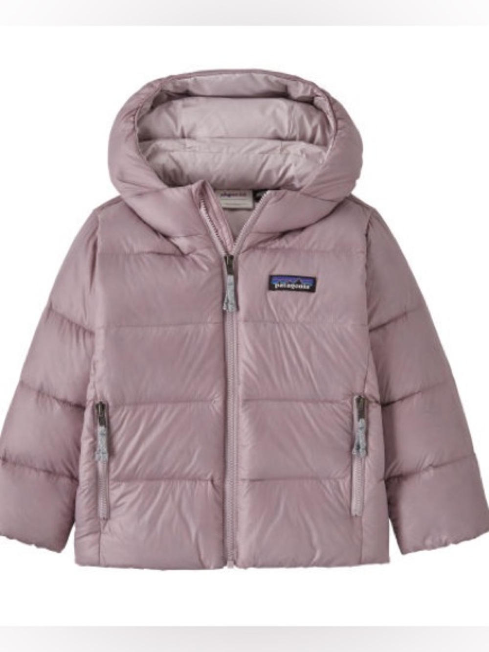 Patagonia Kids Hi Loft Down Sweater Hoody in Dusty Mauve size 5